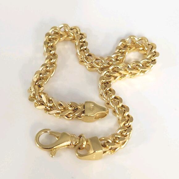 10k Yellow Gold Wheat Chain Bracelet 7.2" - Picture 3 of 7